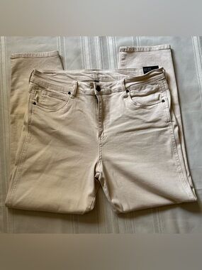 Kut from the Kloth Cream High Rise Ankle Slim Straight-Leg Size 14 women NWT